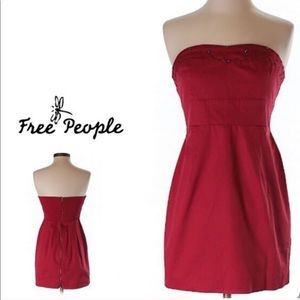 Red Free People Strapless Dress NWT